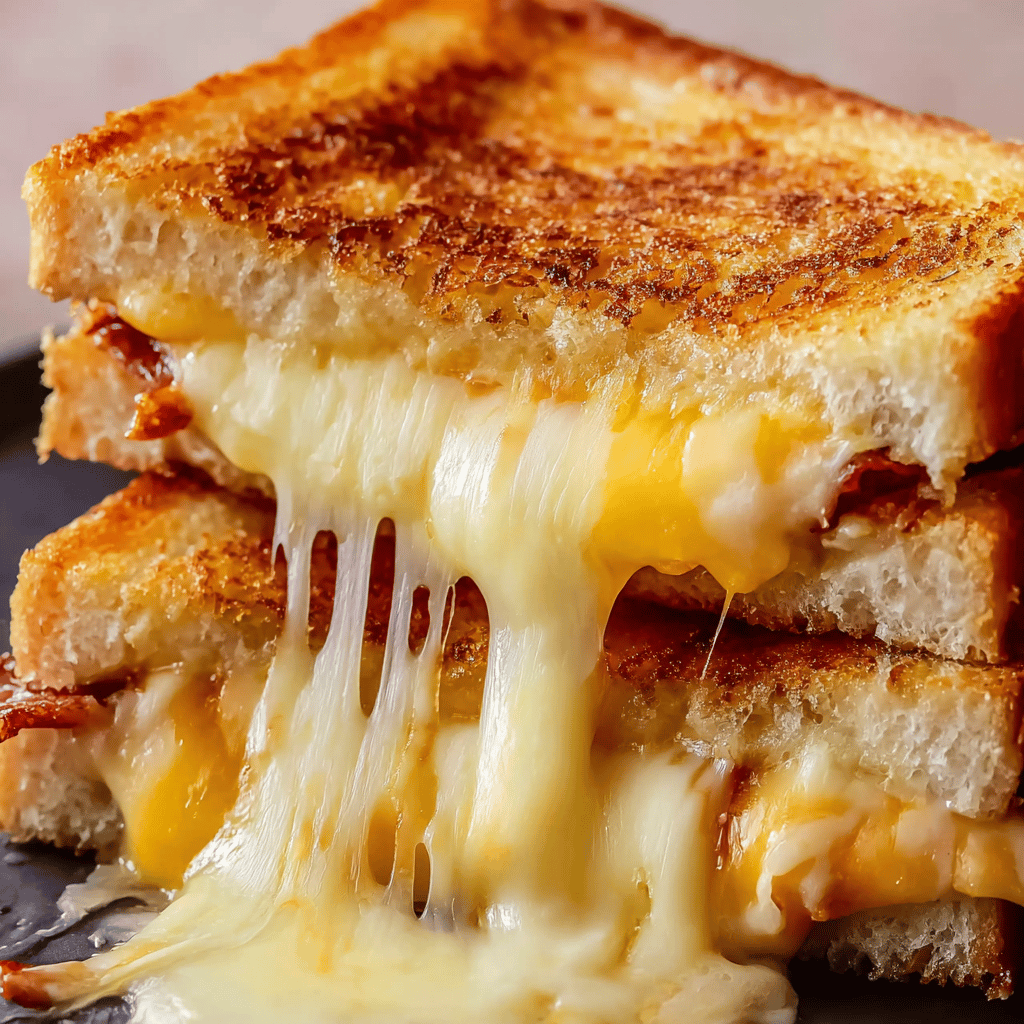 Triple Cheese Bacon Explosion Sandwich