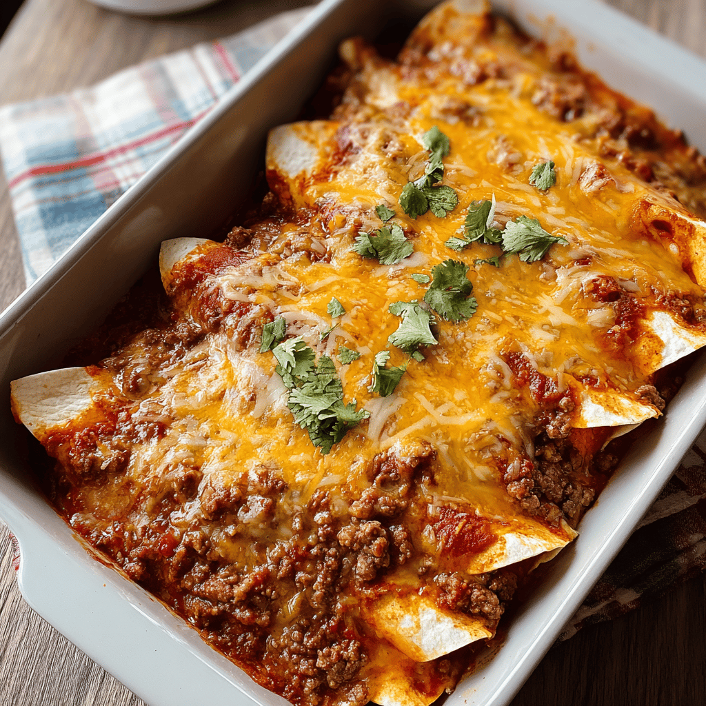 Irresistible Cheesy Ground Beef Enchiladas Recipe