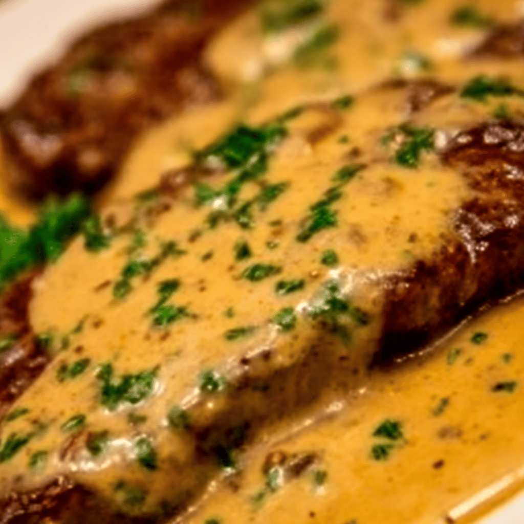 Juicy Steak with Creamy Garlic Sauce