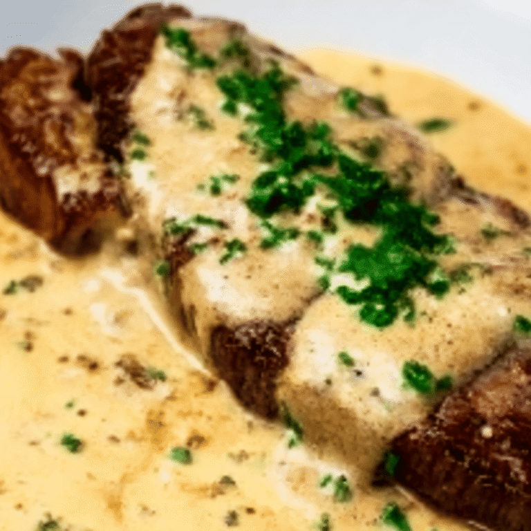 Juicy Steak with Creamy Garlic Sauce