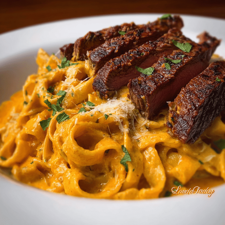 Velveeta Steak Fettuccine with Garlic Butter Cream Sauce