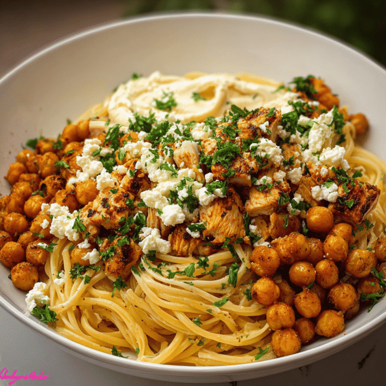 Creamy Cajun Chicken Pasta with Whipped Roasted Garlic Feta & Crispy Chickpeas