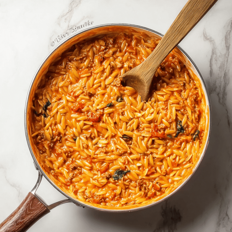 Delicious Ground Beef Orzo with Tomato Cream Sauce