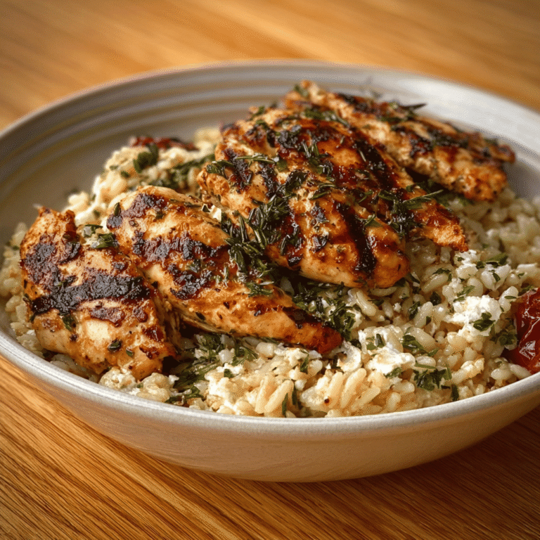High Protein Mediterranean Chicken Orzo