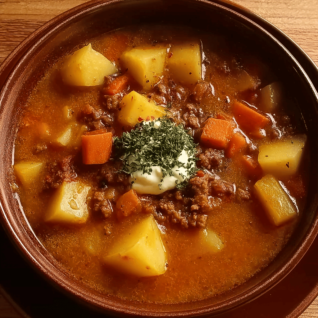 Cheesy Hamburger Potato Soup