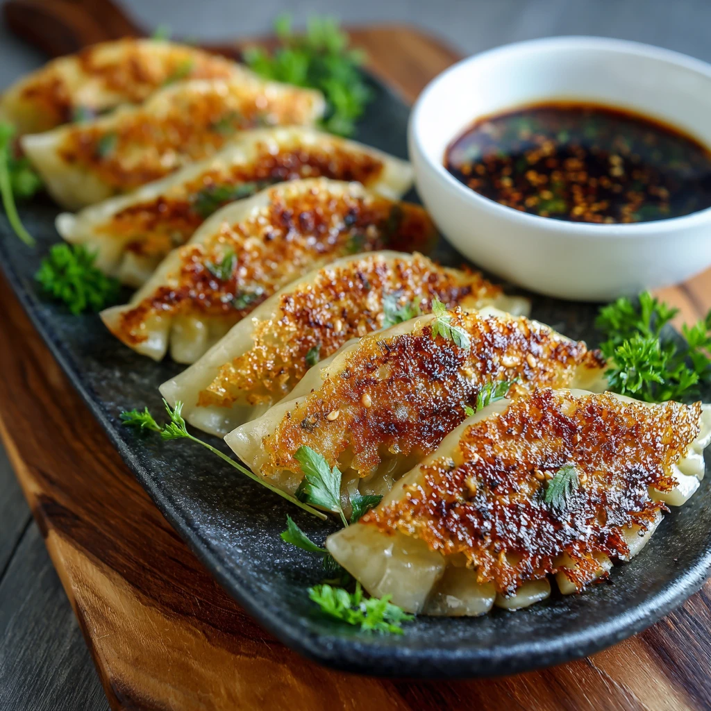 Crispy Cabbage Dumplings with Soy Dipping Sauce