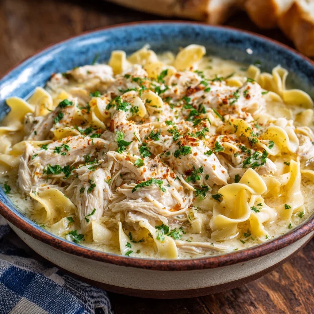 Slow Cooker Amish Chicken and Noodles