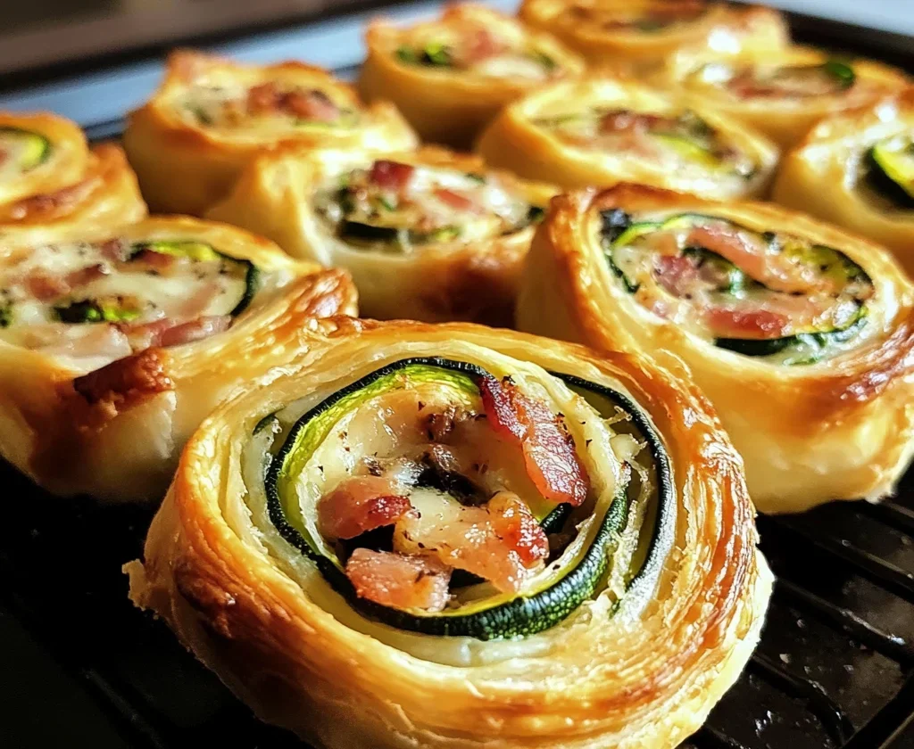 Bacon and Zucchini Puff Pastry Rolls